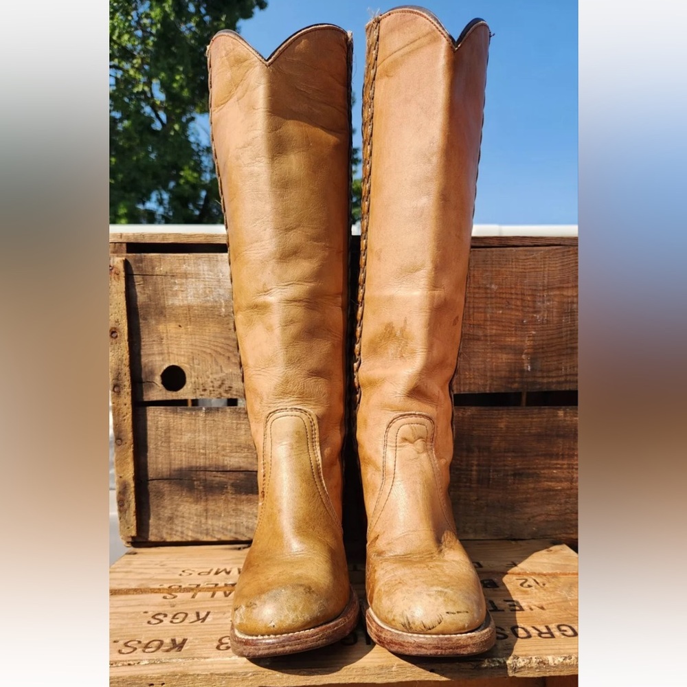 Frye Tan Leather Knee-High Boots - Picture 7 of 11